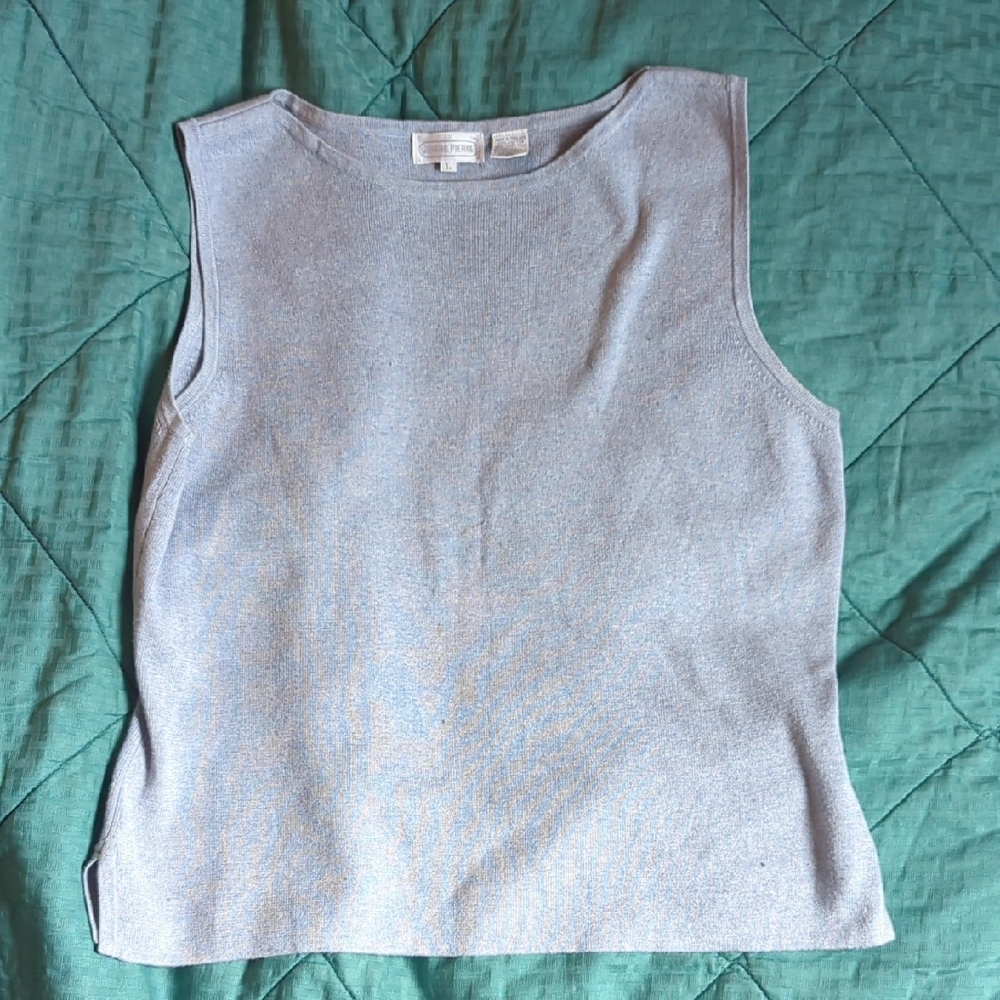 🩶💙Vintage Jeanne Pierre Blue-Grey 100% Cotton Vest
